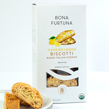 Bona Furtuna Candied Lemon Organic Biscotti from Italy