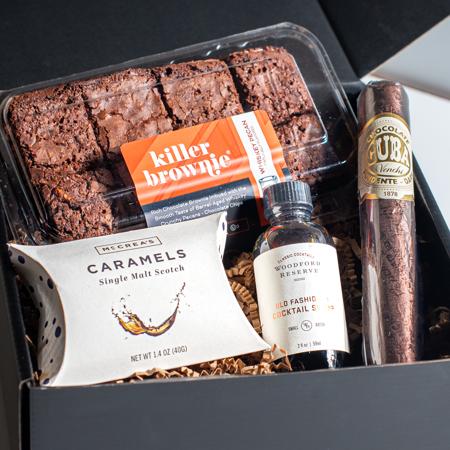 Old Fashioned Gift Box with Woodford Reserve, mccrae's, venchi chocolate