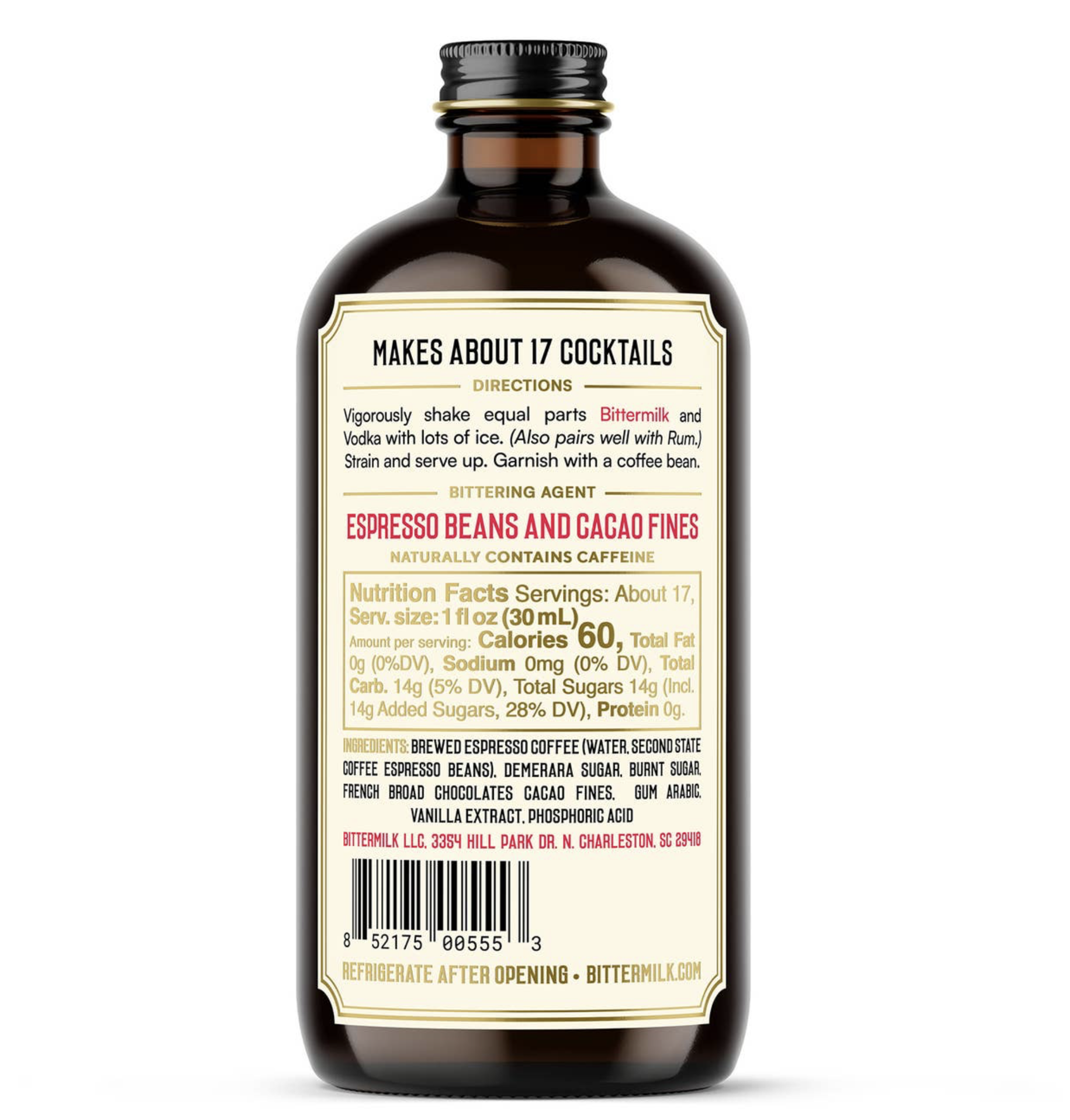 Bittermilk Espresso Martini Cocktail Mixer ingredients