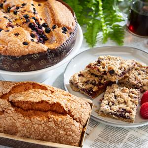 Summer Brunch Gift Box with lemon berry coffee cake, lemon pound loaf, and raspberry breakfast bars from DLM