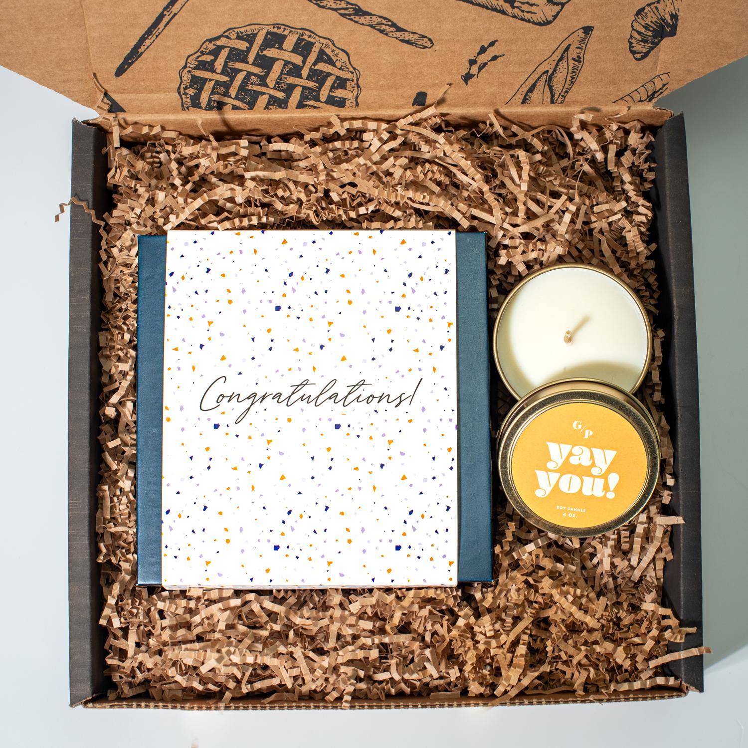 Congratulations Gift Box with Killer Brownie and GP Candle