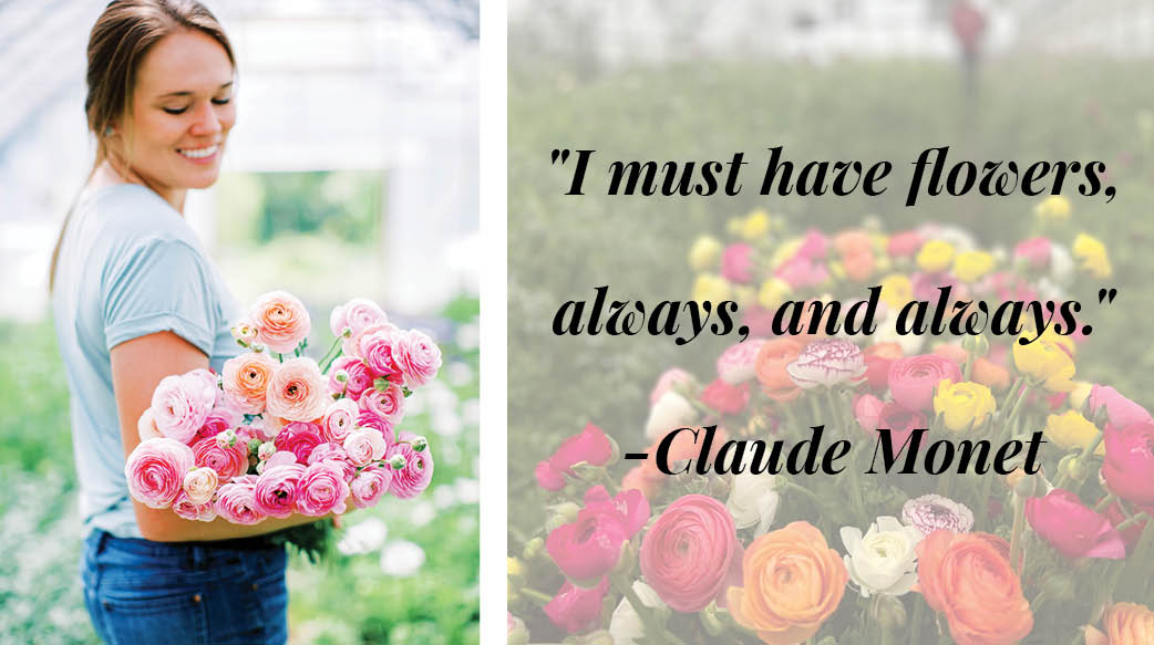 Tracey Rae Farmer Florist with flowers and a quote
