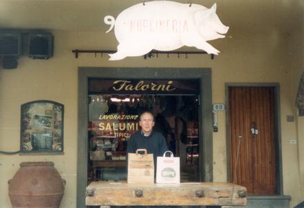 Jack Gridley outside of a Tuscan Salumi, where he studied with Italian butchers. 