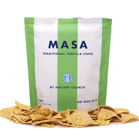 Masa Lime Tortilla Chips by Ancient Crunch made with no seed oils; made with beef tallow