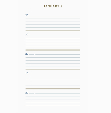 One Line A Day 5 Year Memory Journal example of how it looks