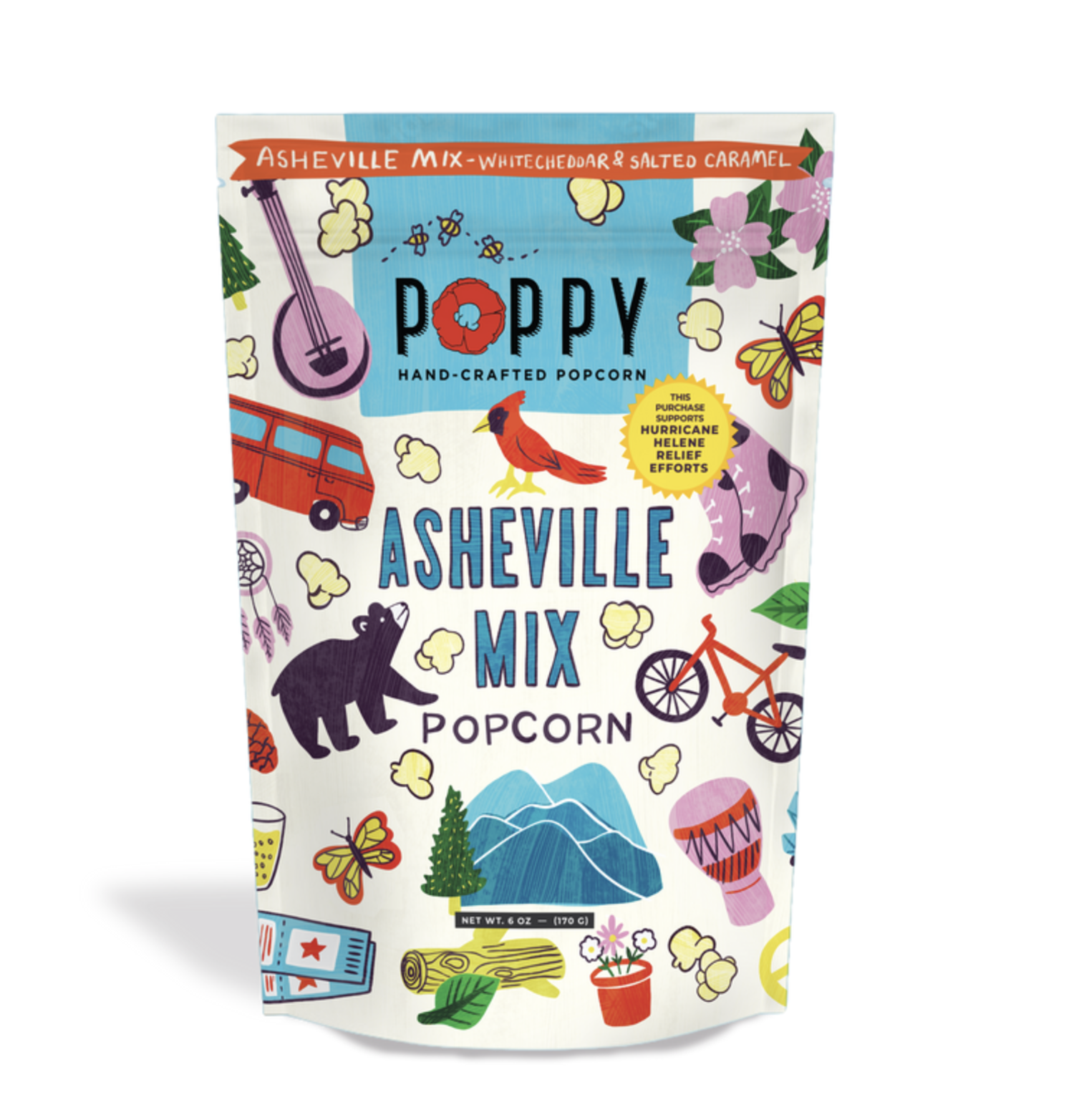poppy asheville popcorn with limited edition packaging