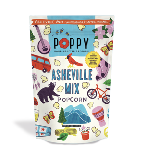 poppy asheville popcorn with limited edition packaging