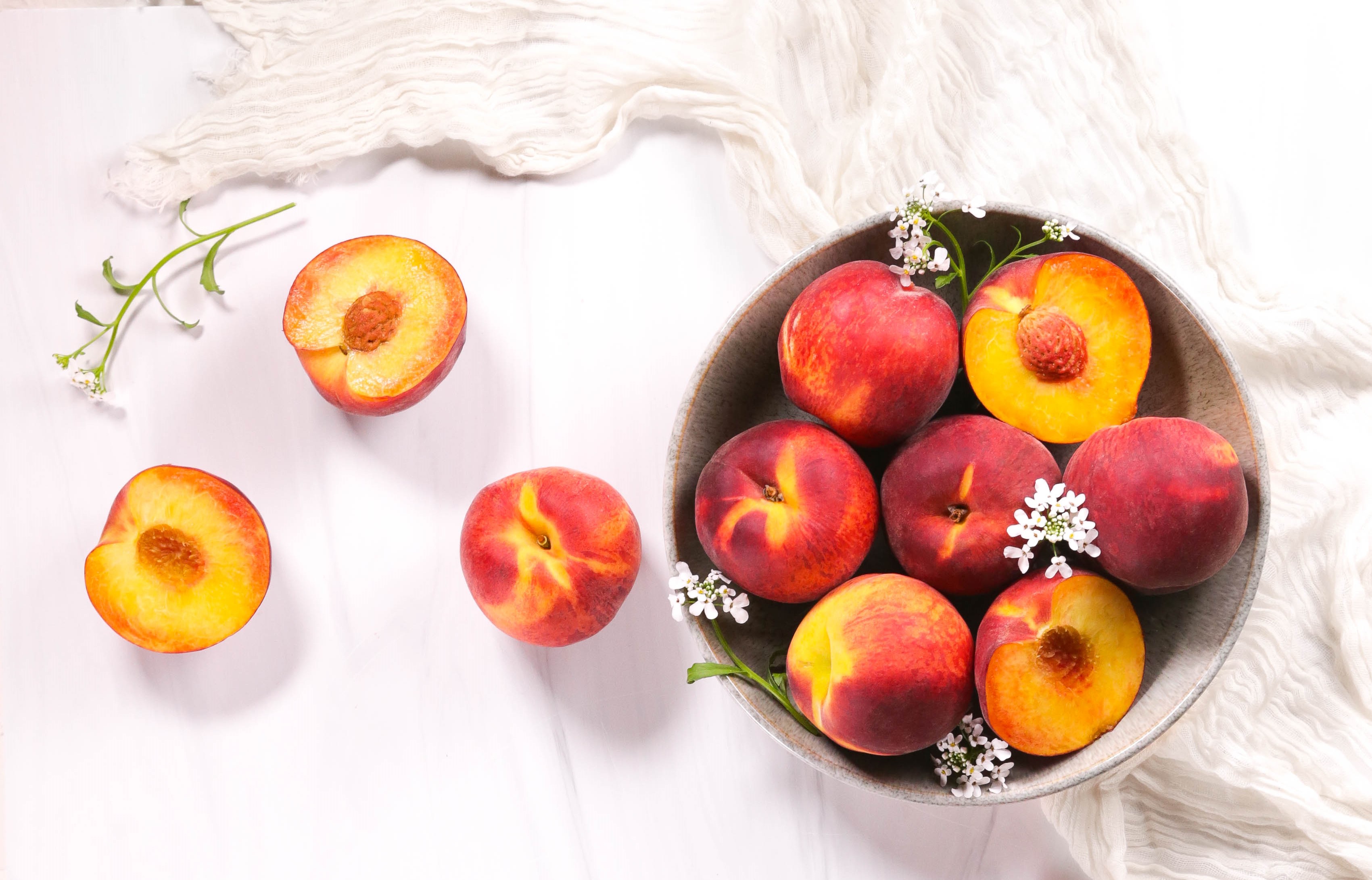 Prima Peaches on White Background