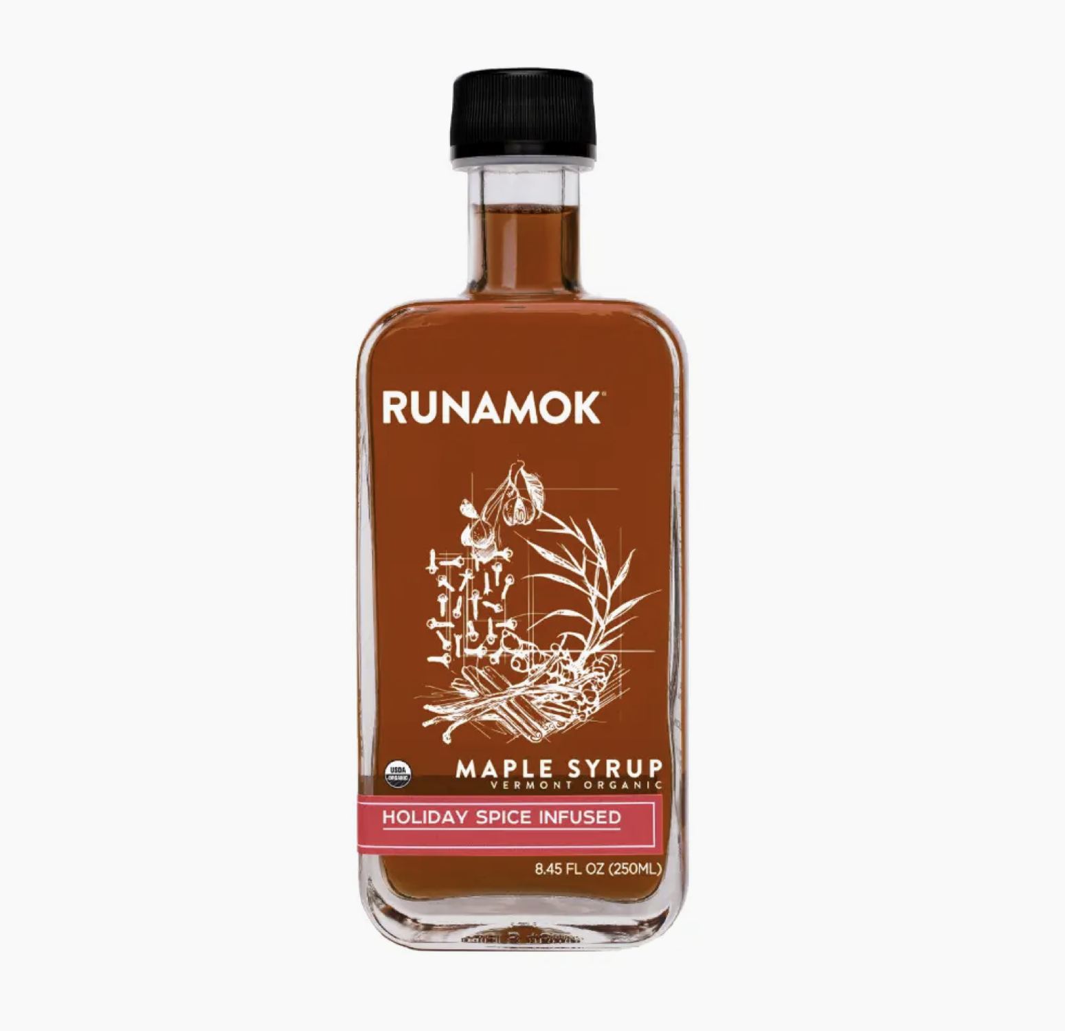 Runamok Organic Maple Syrup infused with holiday spices