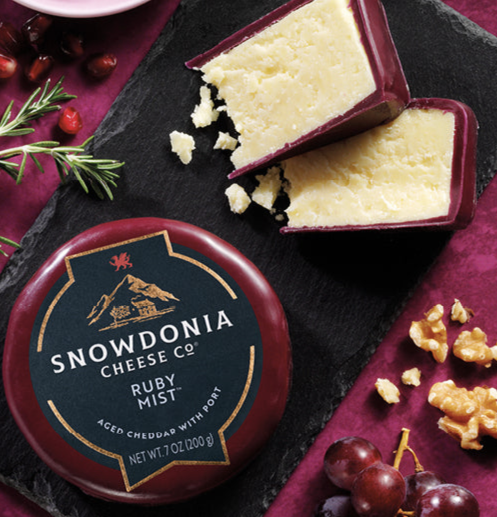 Snowdonia Cheese Company Ruby Mist Cheddar wrapped purple wax