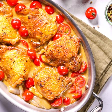 Braised Chicken Thighs With Shallots & Wine