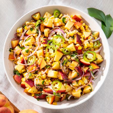 Grilled Corn & Peach Grain Salad