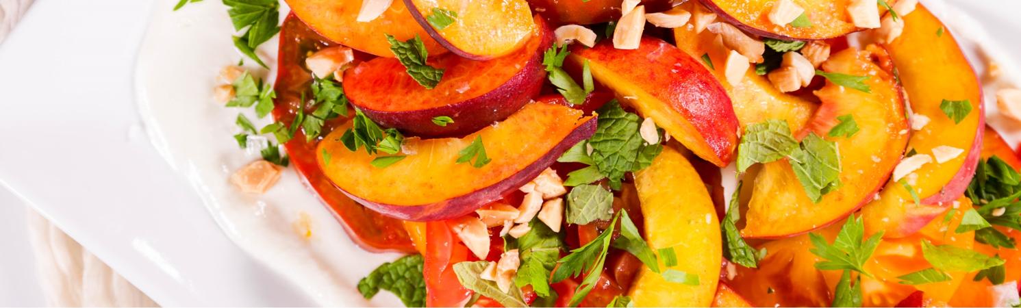 Heirloom Tomatoes With Peaches & Whipped Feta
