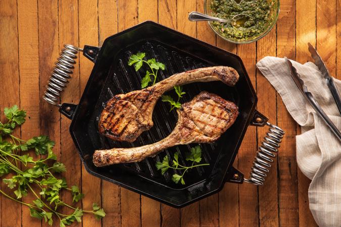 Pork Tomahawk Chops With Chimichurri