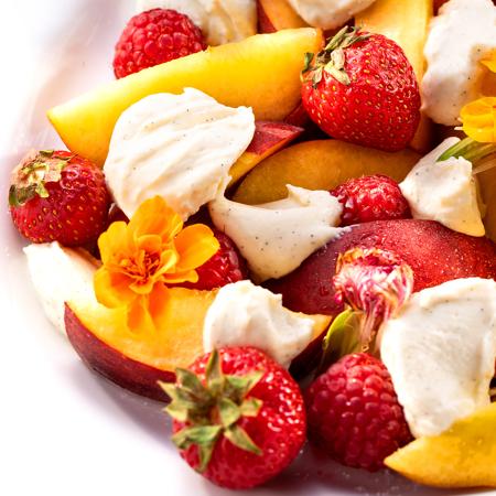 Peaches & Berries with Sweetened Crème Fraîche
