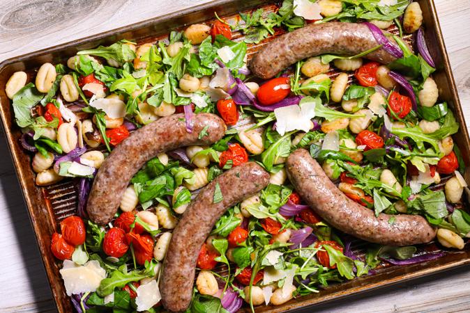 Gnocchi With Italian Sausage, Burst Tomatoes, and Arugula