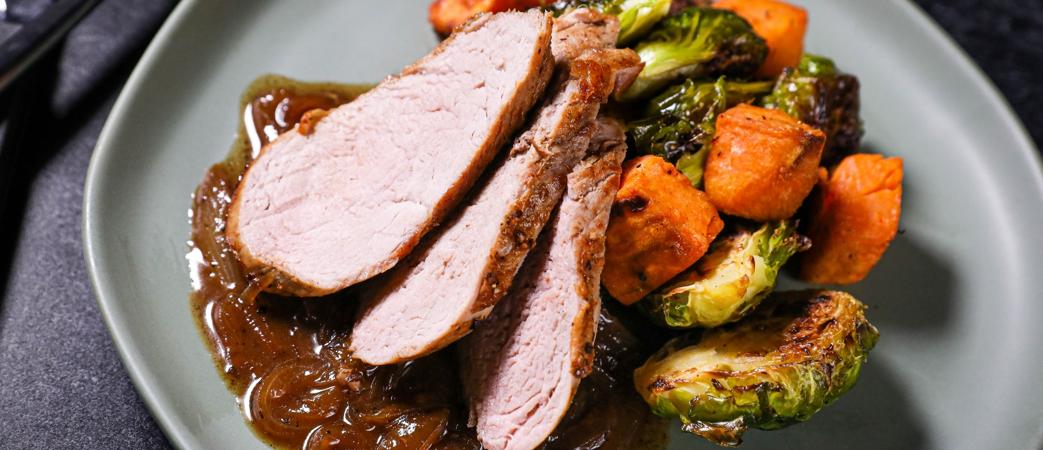 Sheet Pan Roasted Brussels Sprouts and Sweet Potatoes