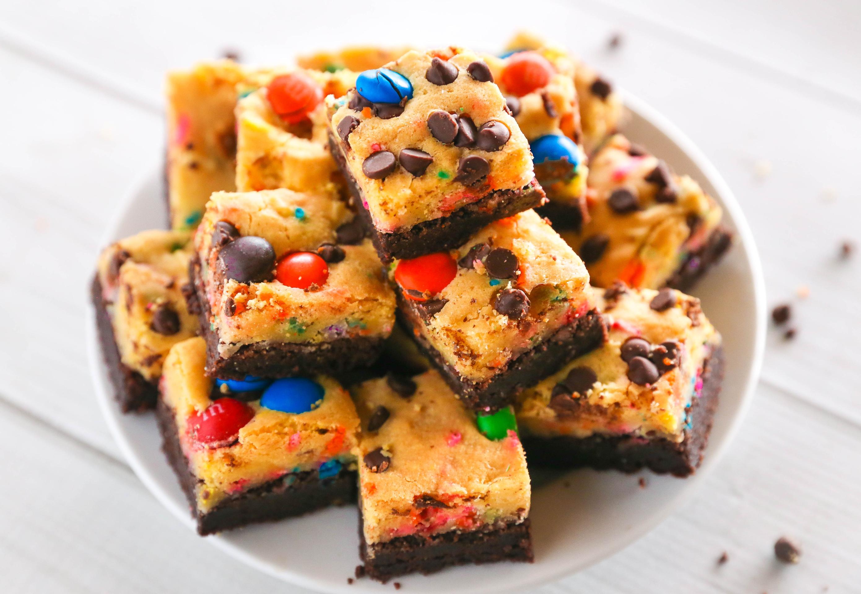 Killer Brownie Co kitchen sink 8 count bites with chocolate brownie base and blonde top with M&Ms'