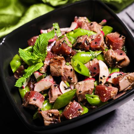 Ahi Tuna, Snap Pea, and Radish Salad