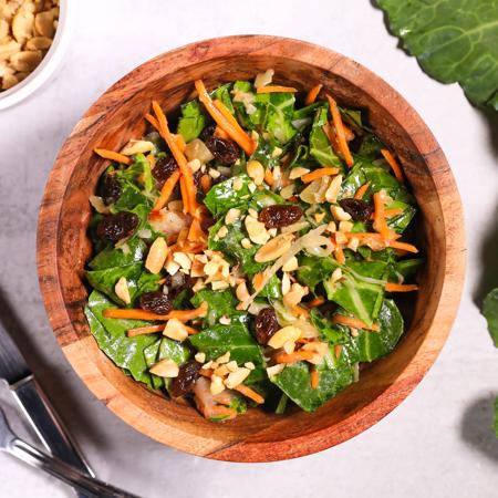Collard, Carrot, and Raisin Salad