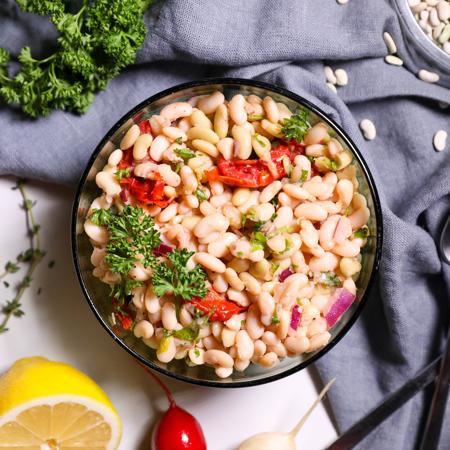 Flageolet Salad With Lemon, Radishes, and Roasted Tomatoes