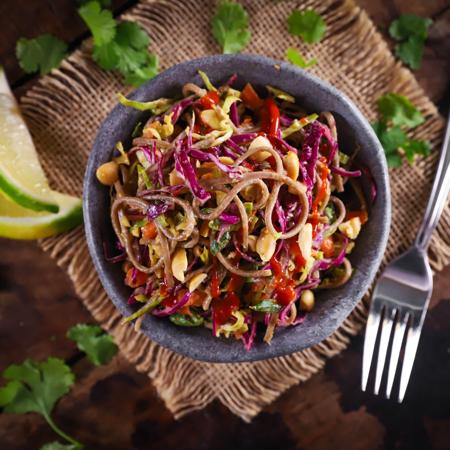 Peanut-Sesame Slaw With Soba Noodles