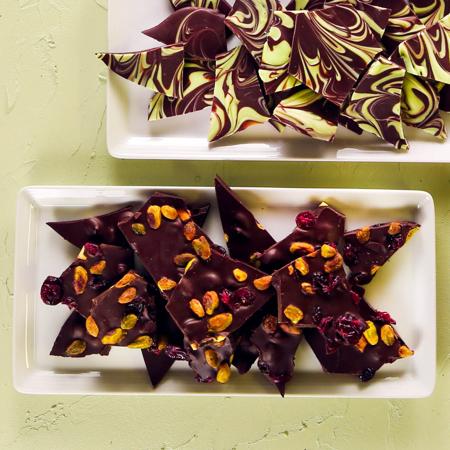 Pistachio and Dried Cherry Chocolate Bark