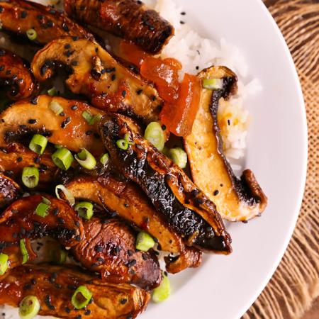 Sticky Apricot Mushrooms
