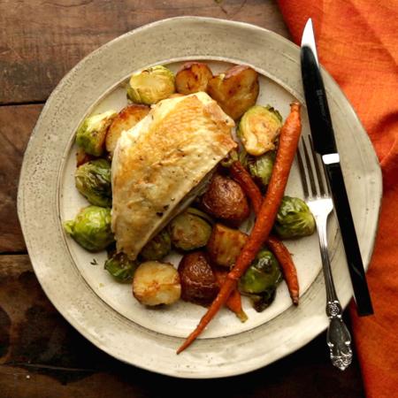 Garlic Roasted Flat Chicken™ With Vegetables
