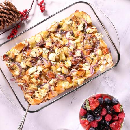 Smoked Salmon and Everything Spice Strata