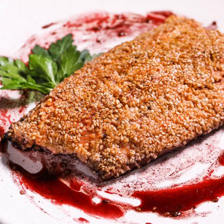 Sesame Salmon With Pinot Noir Glaze