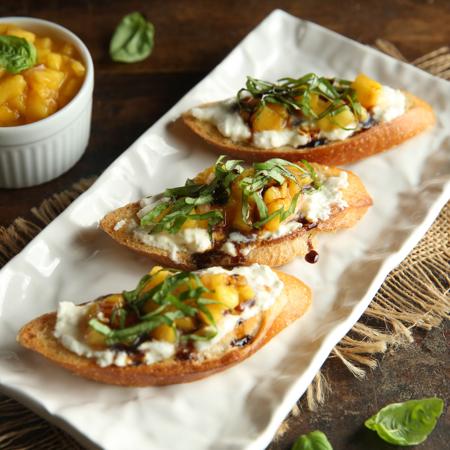 Burrata and Peach Chutney Crostini
