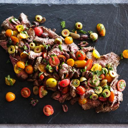 Summer Steak With Tomato & Olive Salad