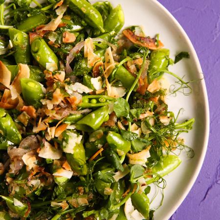 Oh, Snap (Pea)! Salad with Coconut Gremolata