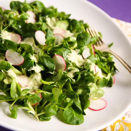 Spring Greens with Green Goddess Dressing