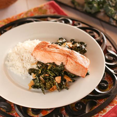 Roasted Salmon & Coconut Kale