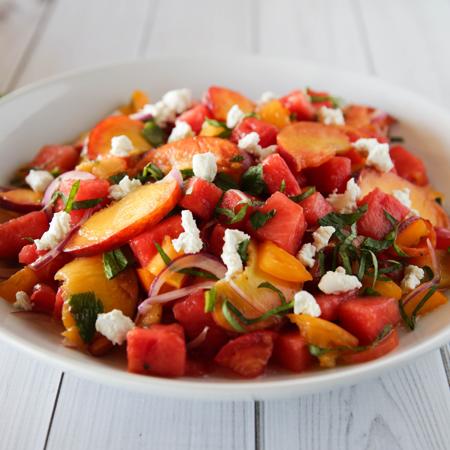 Peach, Tomato, and Watermelon Salad