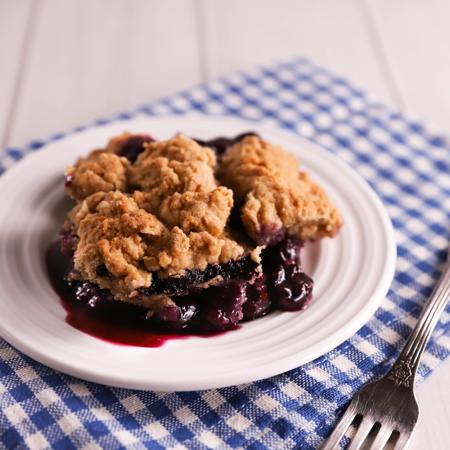 Buttered Pecan Blueberry Cobbler