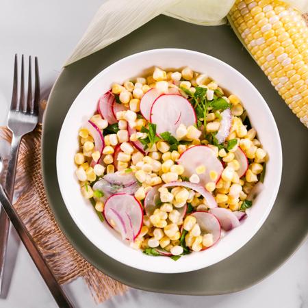 Raw Corn and Radish Salad With Hot Honey Dressing
