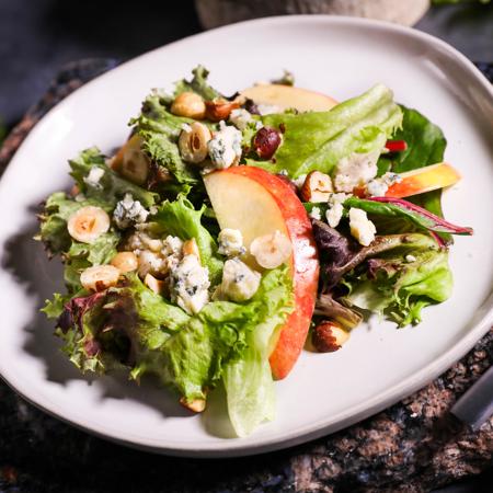 Apple, Hazelnut, & Blue Cheese Salad With Brown Butter Vinaigrette