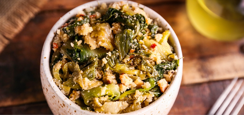 Utica greens in a bowl