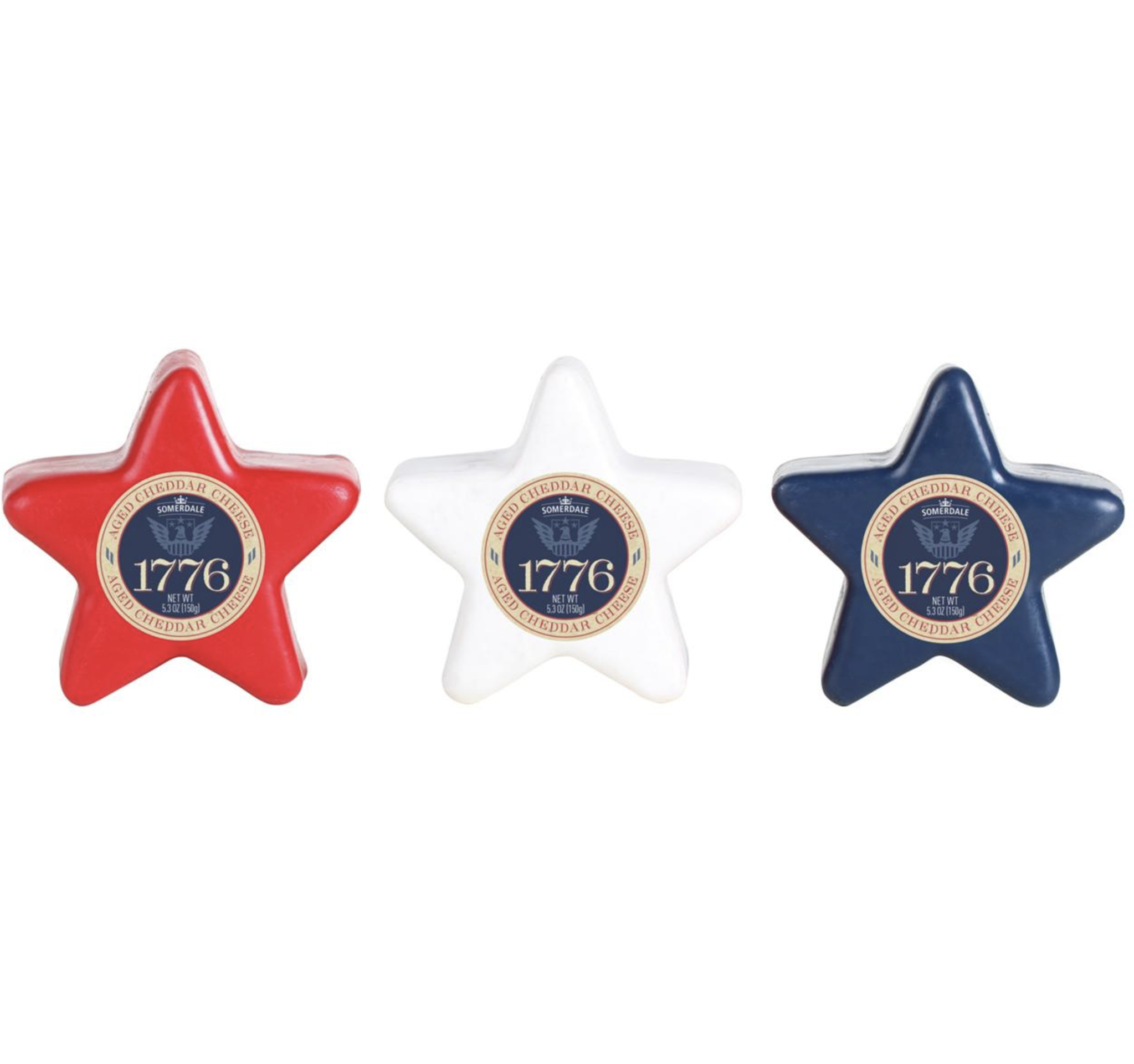 1776 red white and blue star cheese