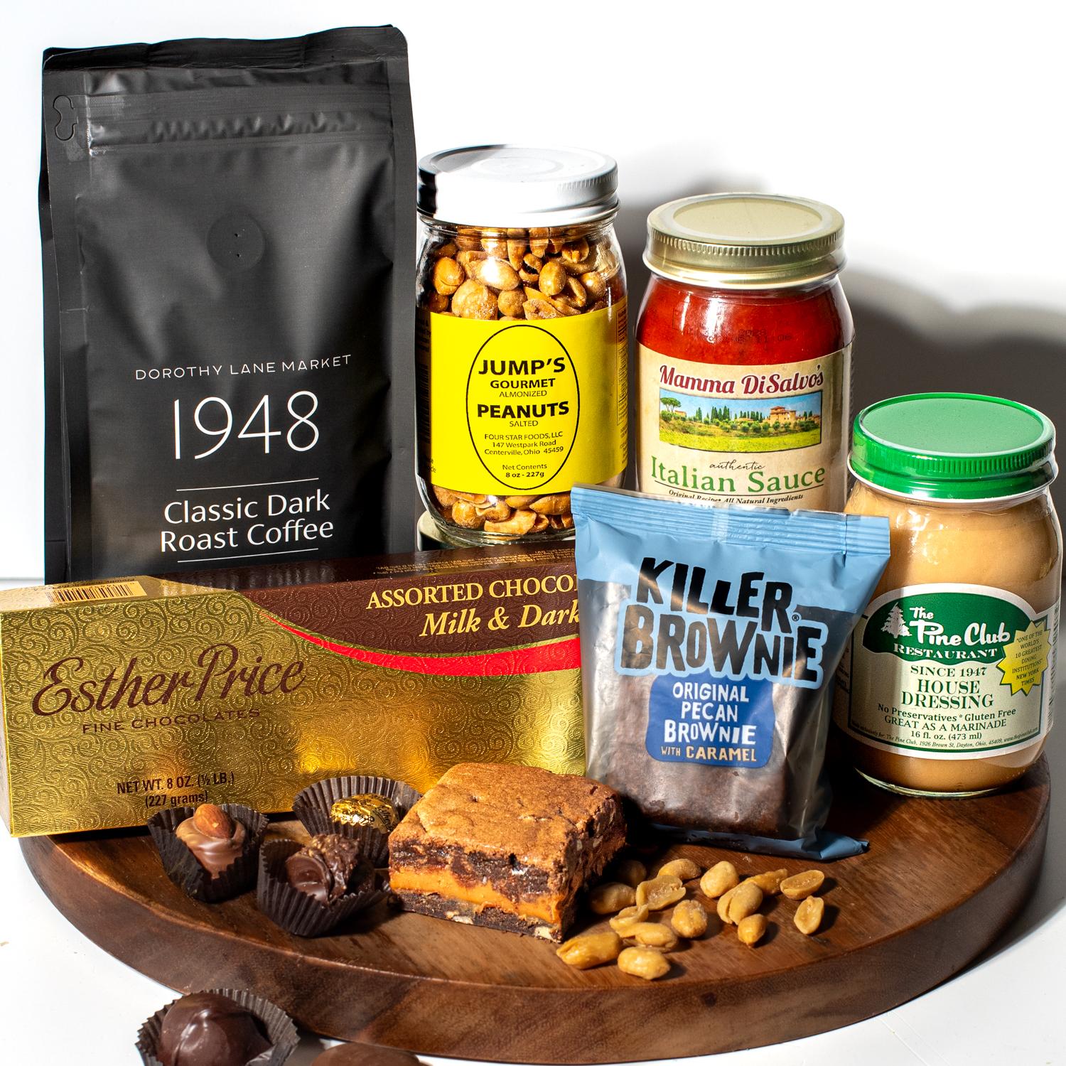 A taste of Dayton Gift Box with DLM, mamma disalvo's, Pine Club, Jumps, Esther Price and Killer Brownie