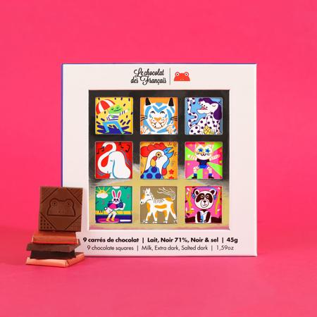 Le Chocolate des Francais 9 chocolate squares Animals