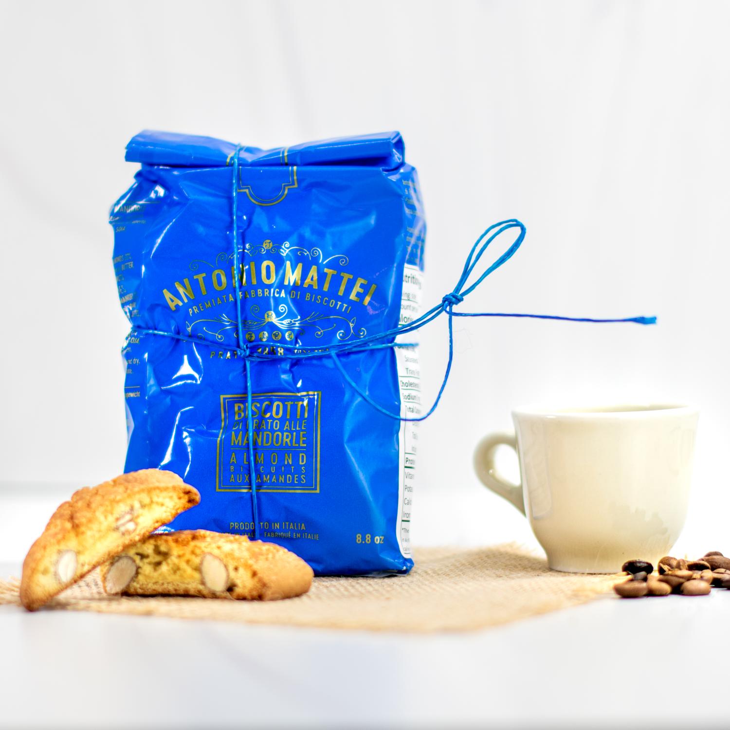 Antonio Mattei Almond Biscotti from Italy in classic blue bag