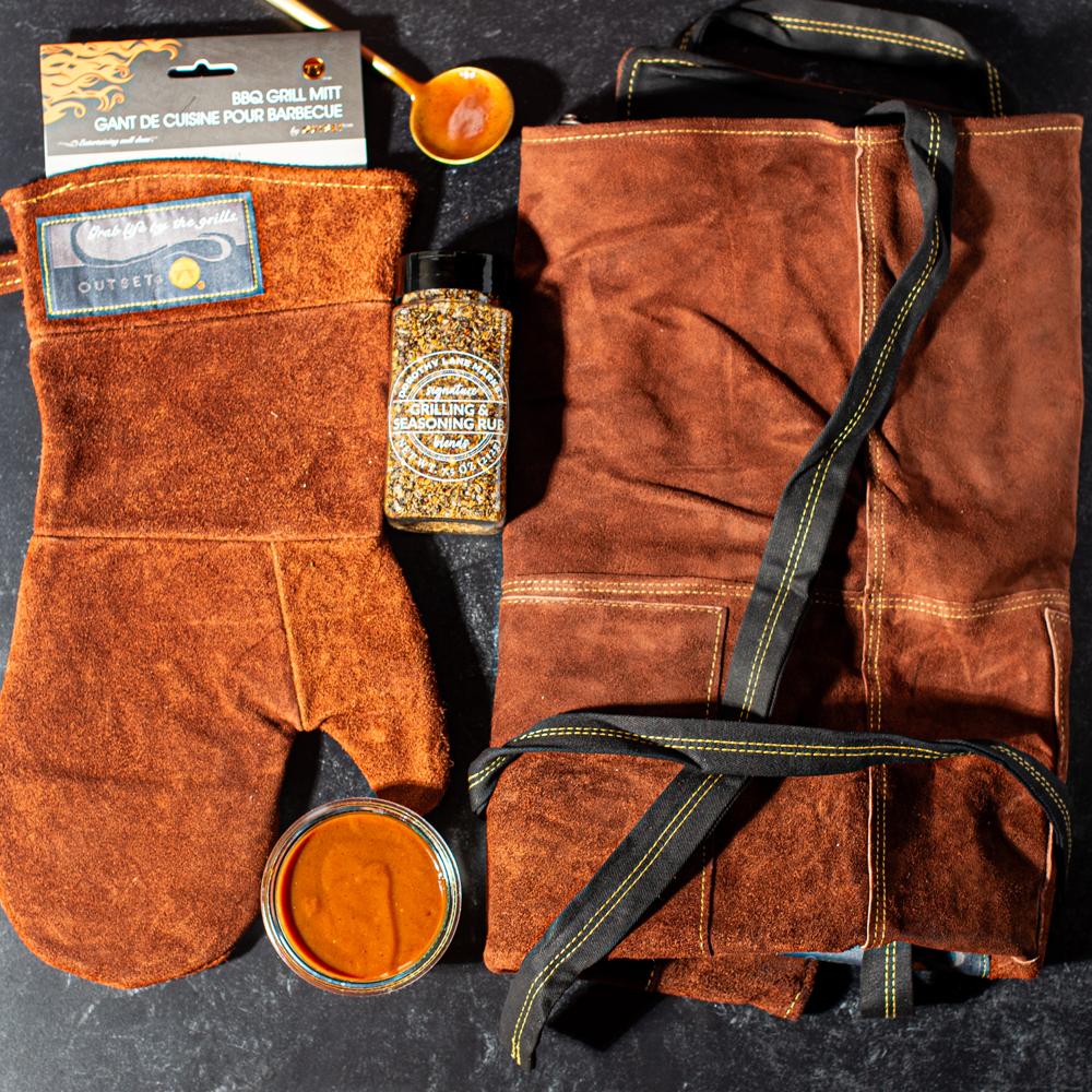 BBQ Mit and apron brownie leather