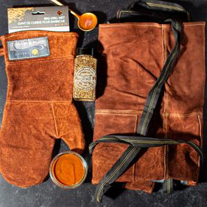 BBQ Mit and apron brownie leather