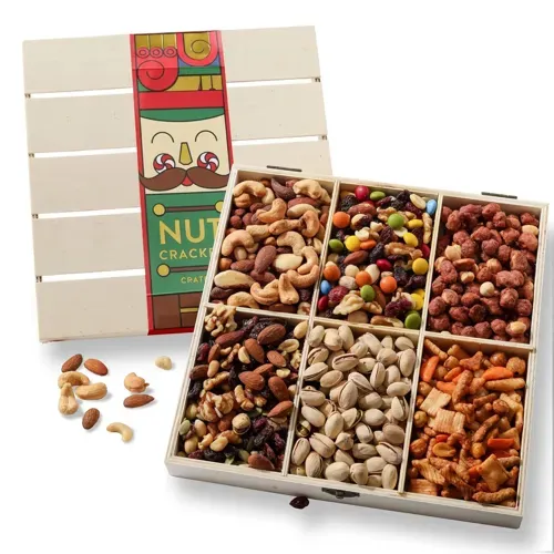 Bonnie and Pop Savory snacker stash holiday edition with 6 nuts and snack medleys