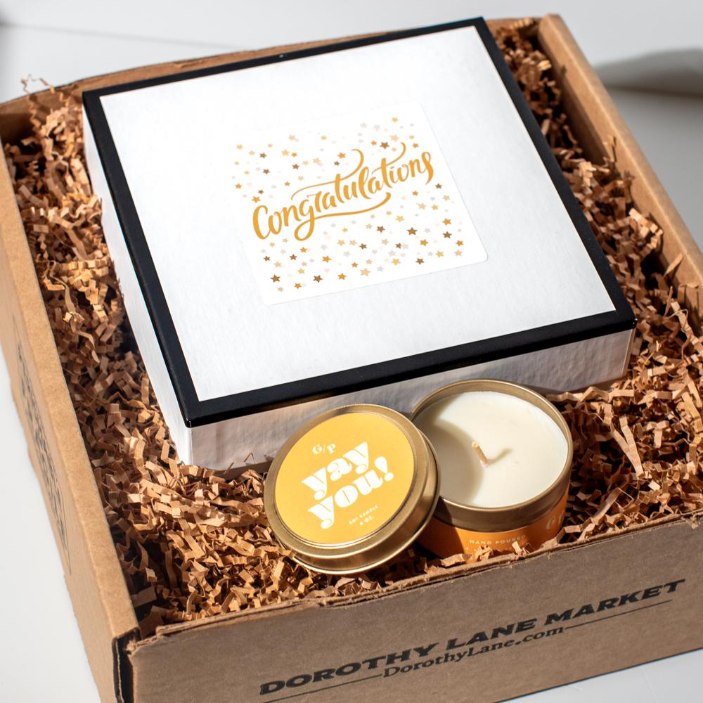 Congratulations gift box with candle