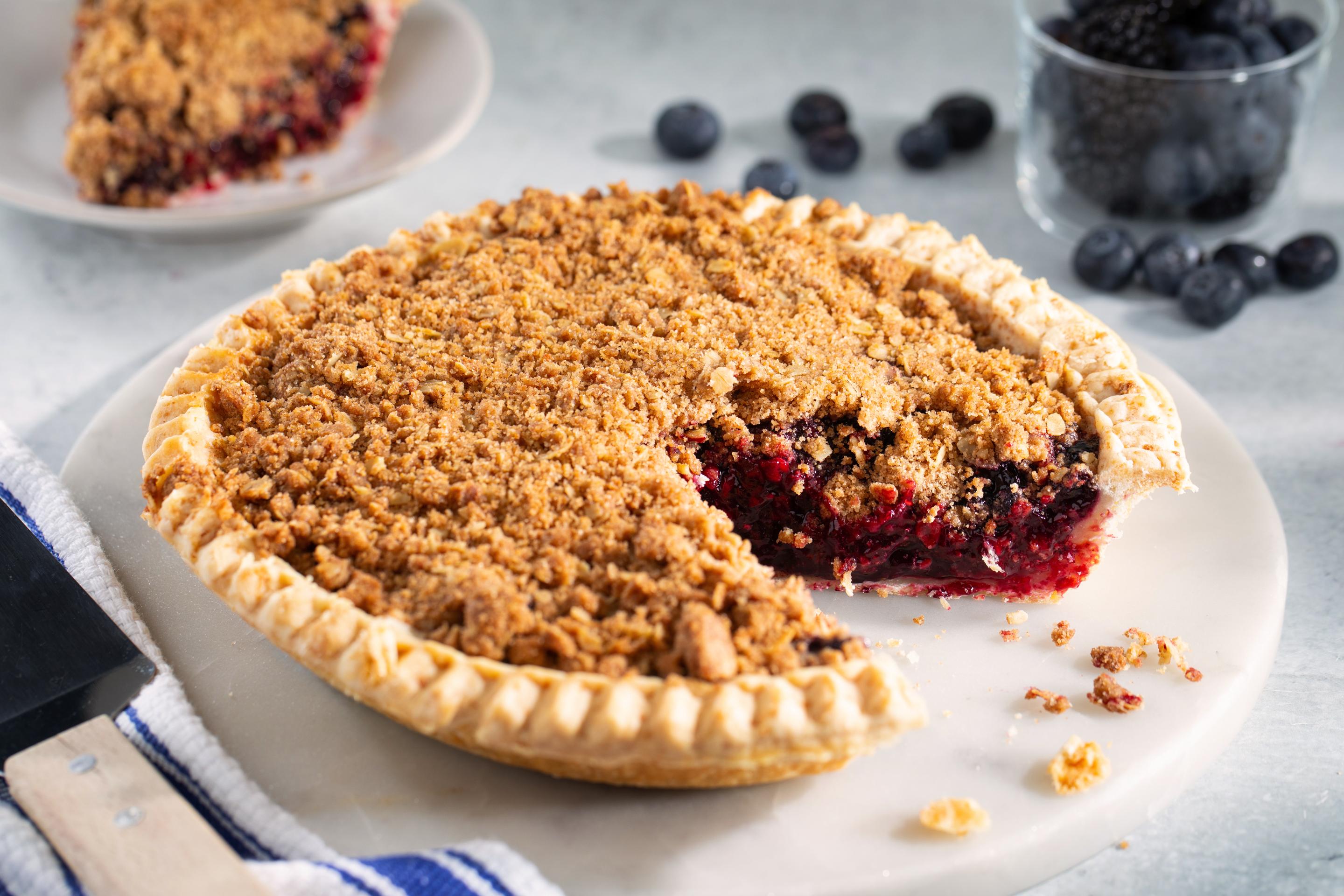 Grandma Dutch Berry Pie with rolled oat streusel topping